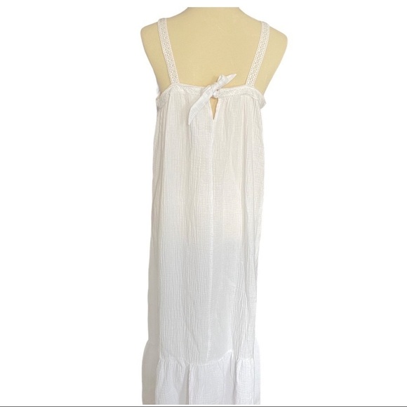 SOLD NWT Magaschoni White Cotton Gauzy Crocheted Strap Tiered Maxi Coverup - Picture 7 of 16